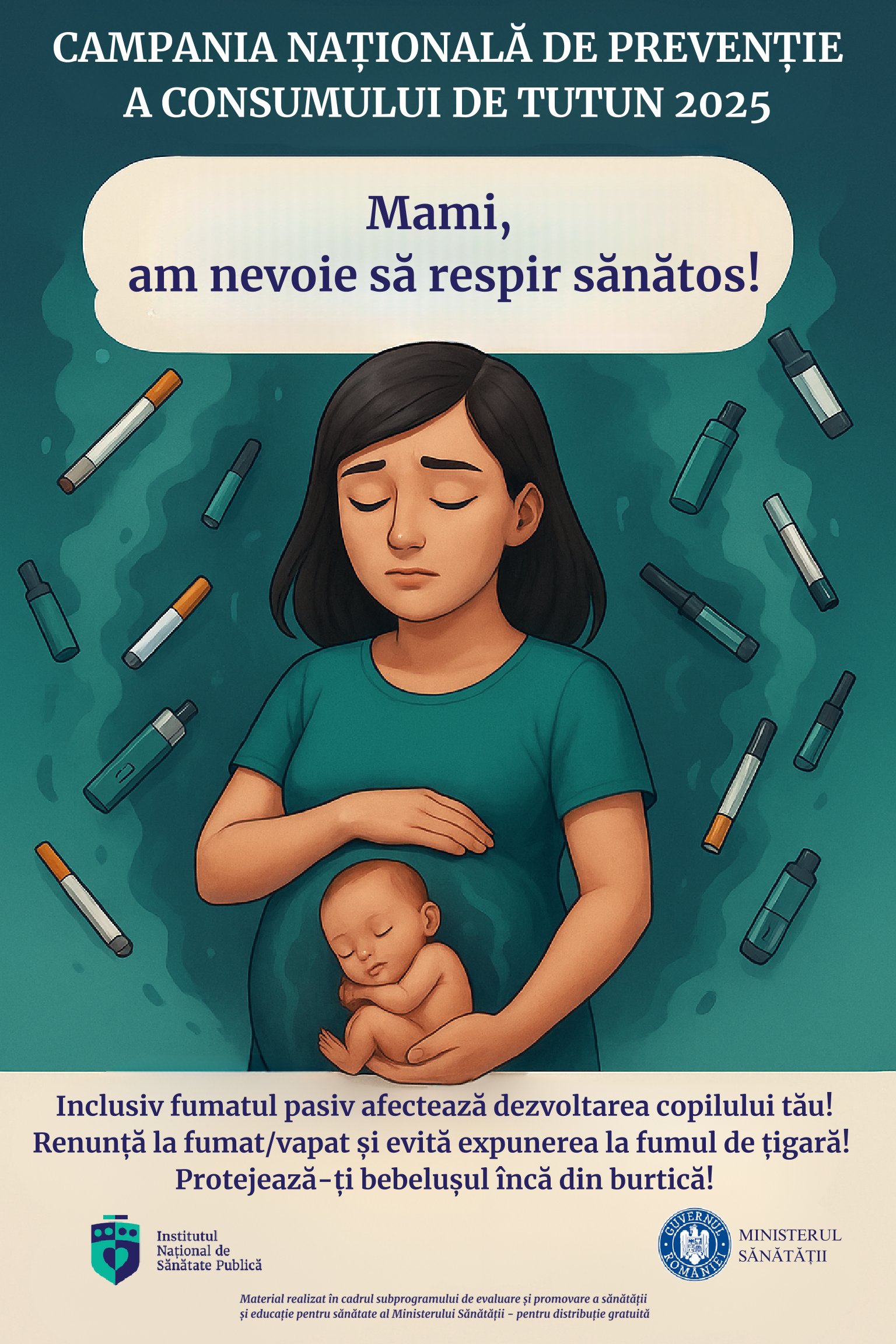Campania de informare, educare, comunicare „România respiră curat!”, noiembrie - decembrie 2025 - poster pentru mame și copii