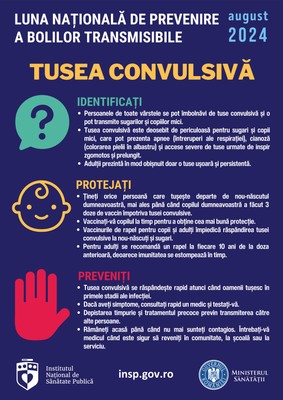 Campania de informare, educare și comunicare „LUNA NAȚIONALĂ DE PREVENIRE A BOLILOR TRANSMISIBILE” - poster Tuse convulsivă