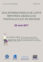 26 iunie 2017 – Ziua Internaţională de Luptă împotriva Abuzului şi Traficului Ilicit de Droguri