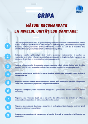 Măsuri recomandate la nivelul unităților sanitare